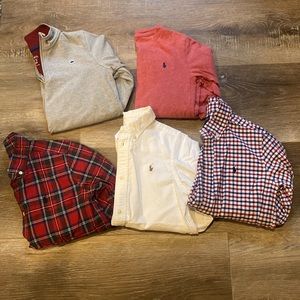 Lot of size 7 boys clothes. 4 Polo Ralph Lauren and 1 Crown & Ivy.